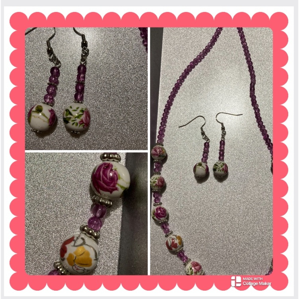 Floral necklace set-SOLD TO PRIVATE PARTY